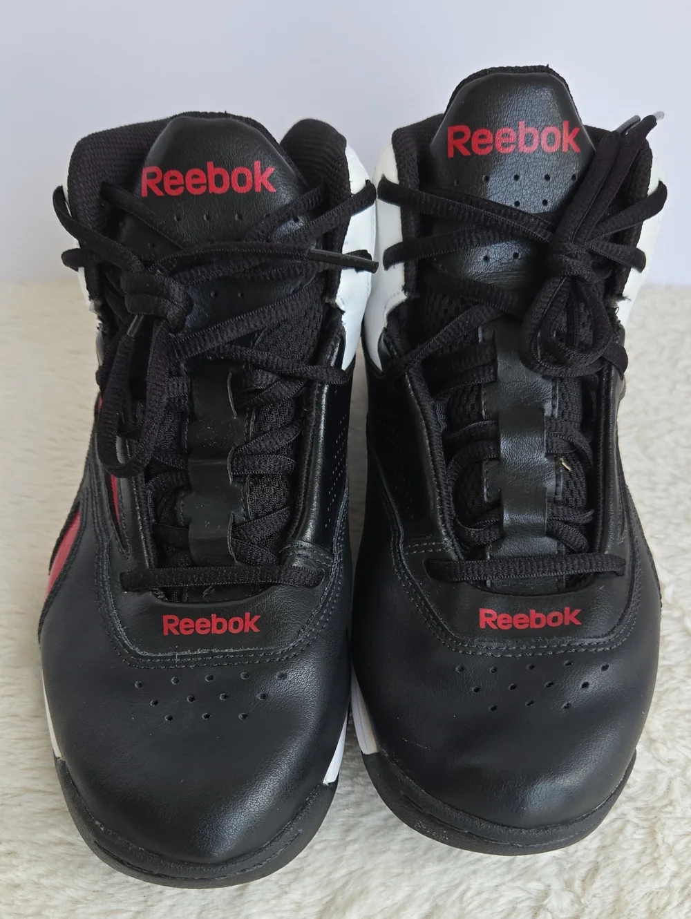 Reebok DMX Men’s High Top Basketball Shoes Black White Red Size 7.5
